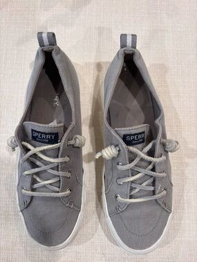 SPERRY Women’s Crest Vibe Sneakers Light Grey Canvas  Sneakers (8.5)